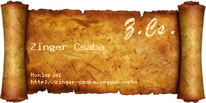 Zinger Csaba névjegykártya